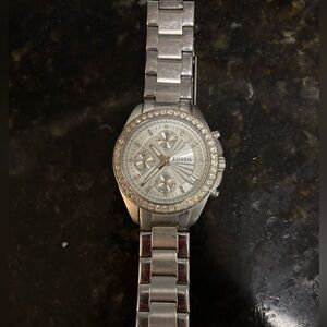 Fossil Decker chronograph watch crystal accented, SilverTone Men's/Women’s Watch